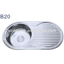 Newest kitchen products of round kitchen sink with drainboard